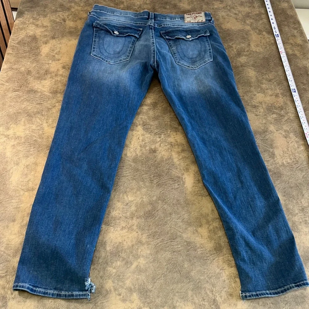 True Religion Geno Relaxed Slim Jeans Mens 40 Blue Stretch Flap Pocket Denim